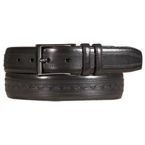 Mezlan Black Genuine Ascot Calfskin Belt - AO9399